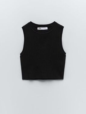 ZARA Black Cropped Ribbed top